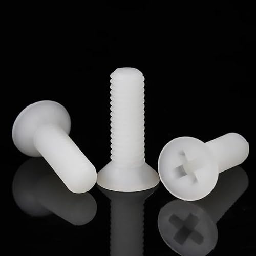 KXJSYL Tool 20/50 Stück M2 M2,5 M3 M4 M5 M6 M8 Weiße Kunststoff-Nylon-Senkkopfschrauben Flachkopfschrauben(M2.5x5mm 50pcs) von KXJSYL Tool