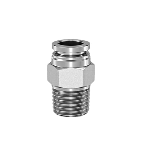 304 Edelstahl Pneumatische Schlauch Fitting PC PCF PL Luft Schlauch Anschluss 1/8 1/4 3/8 1/2 BSP Quick Release Rohr Armaturen(10-01 (10mm-1l8),PC) von KXJSYL Tool