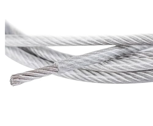 5/10 m 7 * 7 kunststoffbeschichtetes Edelstahldrahtseil Gummiertes Seil Balkon-Traubenspalierseil 0,6 mm/0,8 mm/1 mm/1,2 mm/1,5 mm/2 mm/3 mm(1.5mmx5M) von KXJSYL Tool
