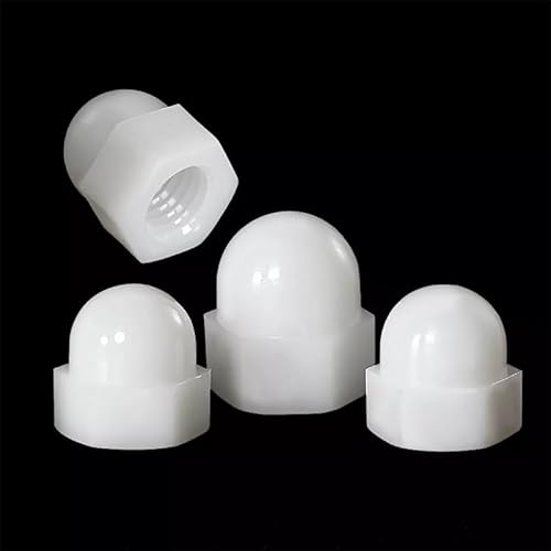 5 stücke Nylon Hex Runde Kopf Hutmuttern M3 M4 M5 M6 M8 M10 M12 Schwarz Weiß Kunststoff Hutmuttern for schraube Bolzen(White plastic,M3 20pcs) von KXJSYL Tool