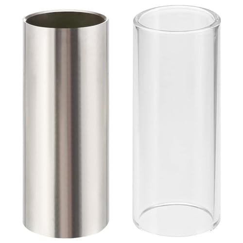 Gitarren-Slides-Set beinhaltet 1 Glas- und 1 Stahl-Gitarren-Slider for Akustik- und Elektrogitarren, Innendurchmesser 21 mm, Länge 60 mm Gitarren-Slides-Set beinhaltet 1 Glas- und 1 Stahl-Gitarren-Slider for Akustik- und Elektrogitarren, Innendurchmesser 21 mm, Länge 60 mm von KXJSYL Tool