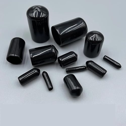 Gummikappe Schutzhülse Endkappen Silikonstopfen Kunststoffstopfen Schwarz Rot Größe 1,3 mm-90 mm (Color : Black, Size : A6.0mm-B15mm 100Pcs) von KXJSYL Tool