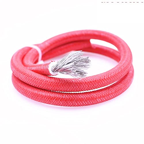 KXJSYL Tool 1 m hitzebeständiger 300 °C glasfasergeflochtener Hochtemperatur-Silikondraht und -Kabel 22 AWG 0,3 mm2-9 AWG 6,0 mm2(Red,1.0mm 17AWG) von KXJSYL Tool