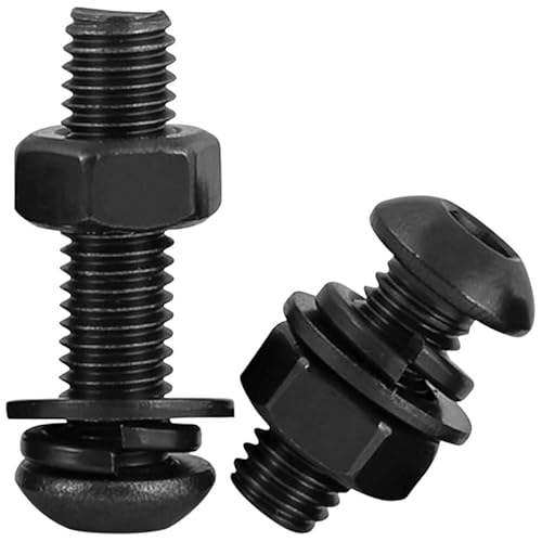 KXJSYL Tool Innensechskantschraube und Mutter mit Unterlegscheiben M4, 12.9 Grade Schwarz Rundkopfschraube Mutternsatz(6mm) von KXJSYL Tool