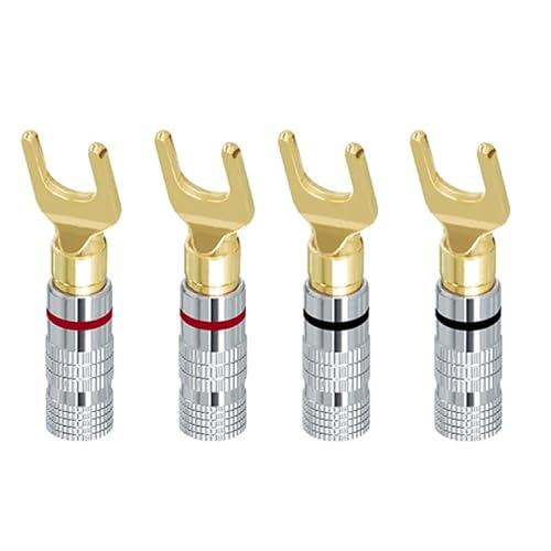 KXJSYL Tool Überzogene YU-Form Bananenstecker Audio-Lautsprecherstecker Schraube Gabel Spaten Kabel Drahtverbinder(4PCS) von KXJSYL Tool