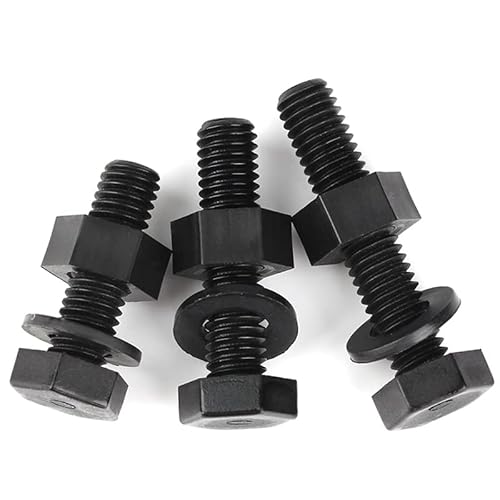 KXJSYL Tool M10 10 Stück Schwarze Außensechskant-Nylonschrauben, Muttern, Dichtungen, isolierter Kunststoffschrauben-Kombinationssatz, PA66-Sechskant(15mm) von KXJSYL Tool