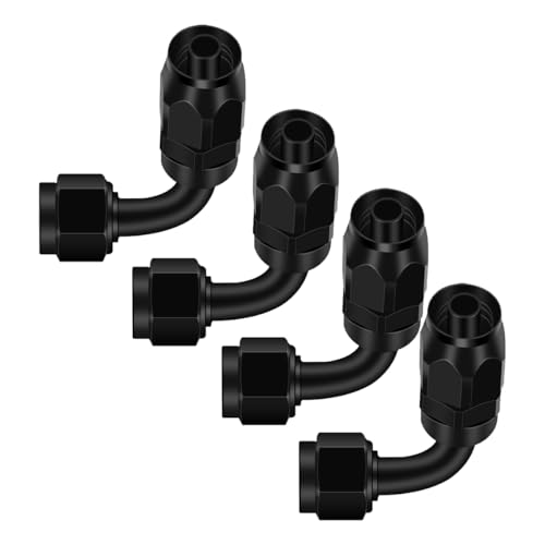 Rohrverbinder AN6/8/10 Kraftstoffleitung Drehschlauch-Endstück Aluminiumlegierung Eloxiertes Schlauchverschraubungsende Ersatzadapter 0°/90°(AN10 4pcs) von KXJSYL Tool