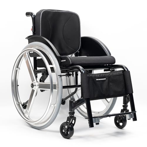 KXPSWGE Sport-Rollstuhl für Erwachsene, leichter Rollstuhl aus Aluminiumlegierung mit Handbremsen und Schnellspanner-Hinterrädern, selbstfahrender manueller Stuhl mit Kippschutz (Sitzbreite 40 cm, B) KXPSWGE Sport-Rollstuhl für Erwachsene, leichter Rollstuhl aus Aluminiumlegierung mit Handbremsen und Schnellspanner-Hinterrädern, selbstfahrender manueller Stuhl mit Kippschutz (Sitzbreite 40 cm, B) von KXPSWGE