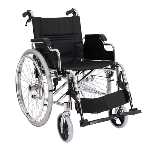 KXPSWGE Superleichter Rollstuhl mit Aluminiumrahmen,Tragbarer Klapprollstuhl, Selbstangetriebener Rollstuhl,ergonomisch, Handbremse, Schnellverschluss, Sicherheitsgurt(Seat Width 41cm/16.1in) von KXPSWGE