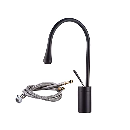 Badezimmer Wasserhahn Messing Einer Lochband -Wasserversorgungsschläuche 360 -Grad -Rotation Waschbecken Faucet High Mixer Tap Eingriff -Black -B: 45x21x5cm (Farbe: Weiß, Größe: B: 45x21x5cm) von KXQYIKYI
