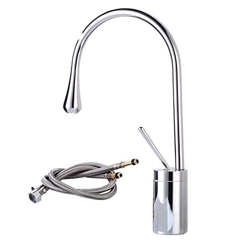 Badezimmer Wasserhahn Messing Einer Lochband -Wasserversorgungsschläuche 360 -Grad -Rotation Waschbecken Faucet High Mixer Tap Eingriff -Black -B: 45x21x5cm (Farbe: Weiß, Größe: B: 45x21x5cm) von KXQYIKYI