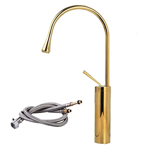 Badezimmer Wasserhahn Messing Einer Lochband -Wasserversorgungsschläuche 360 -Grad -Rotation Waschbecken Faucet High Mixer Tap Eingriff -Black -B: 45x21x5cm (Farbe: Weiß, Größe: B: 45x21x5cm) von KXQYIKYI