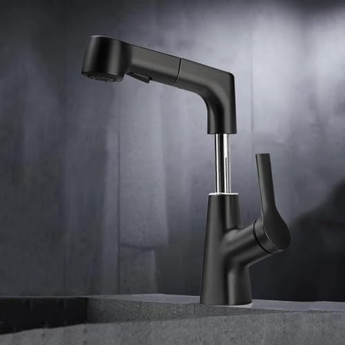 HIPTIBLICHE+Auszugsbecken Wasserhahn Waschbecken 2 Modi 360 ° Rotation Multifunktions-Waschbecken Wasserhahn-Schwarz A (Schwarz A) von KXQYIKYI