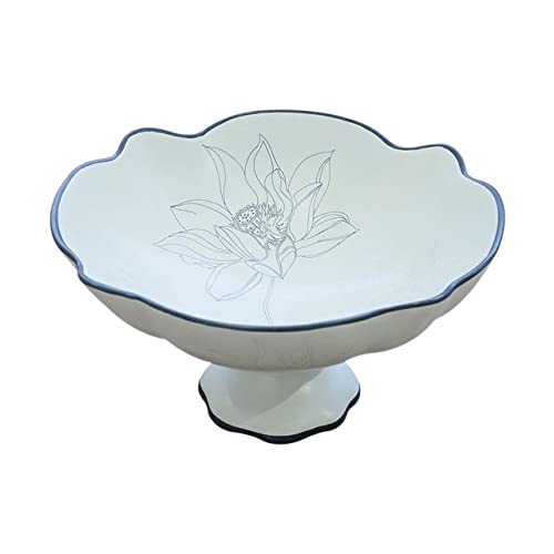 KXQYIKYI Obstkorb Keramik Obst Schüssel Süßwarenschand High-End Creative Lotus Muster Dekorative Obstplatten Dekoration Dessert Tablett Dekorative Obstschale von KXQYIKYI