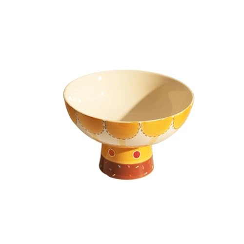 KXQYIKYI Obstplatte Keramikfruchtschale, dekorative Sockelschale, dekoriertes Obstschale für Küchentheke und Esstisch, Brot und Salatschale mit Füßen Obstschüssel (braun-a) von KXQYIKYI