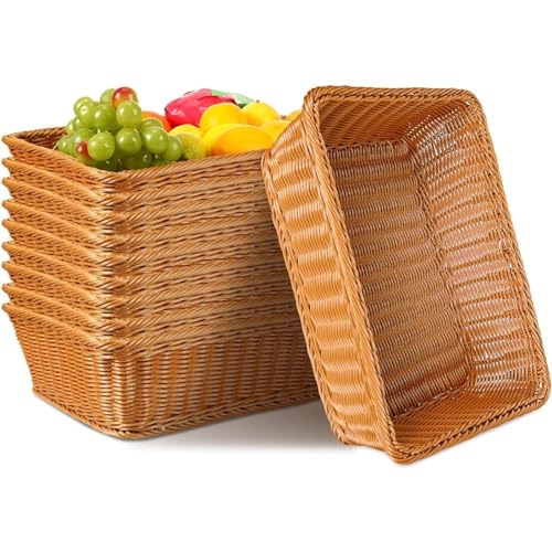 KXQYIKYI Obstschale 10 Pack rechteckig Obstkorb Rattan Brot Display Korb - 17,7 "Weidengewebe Obst -Servierschale vielseitiger Lagerbehälter Küche Obstkorb Korb von KXQYIKYI