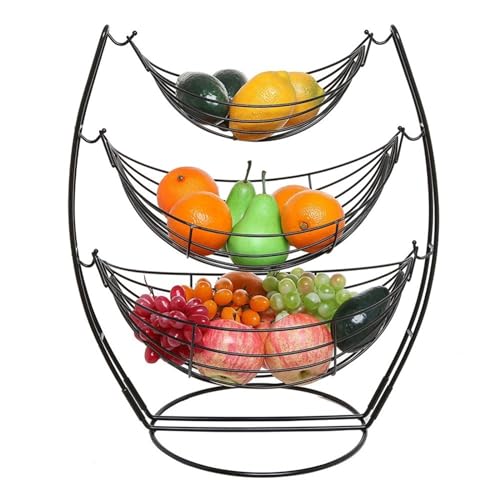 KXQYIKYI Obstschale 3 -Tier -Obstkorbschale für Küchentheke - Schwarze Dreifach Hängematte Obst/Gemüse/produzieren Metallkorb Rack Display Ständer Obstkorb KXQYIKYI Obstschale 3 -Tier -Obstkorbschale für Küchentheke - Schwarze Dreifach Hängematte Obst/Gemüse/produzieren Metallkorb Rack Display Ständer Obstkorb von KXQYIKYI