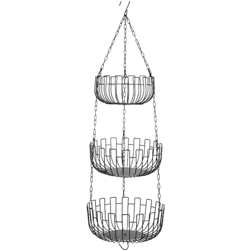 KXQYIKYI Obstschale Hochdienst 3-stufig hängende Obst- und Gemüsekorb Eisen Hanging Obstkorbhalter Aufbewahrungsspardekor, schwarzer Obstkorb KXQYIKYI Obstschale Hochdienst 3-stufig hängende Obst- und Gemüsekorb Eisen Hanging Obstkorbhalter Aufbewahrungsspardekor, schwarzer Obstkorb von KXQYIKYI