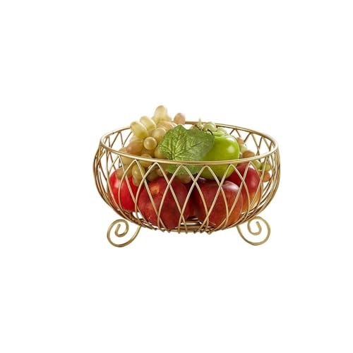 KXQYIKYI Obstschale Metall Fruchtkörbe dekorative Display Korb Obst Schüssel Desktop Brot Snacks stehen Obstkorb (weiß) von KXQYIKYI