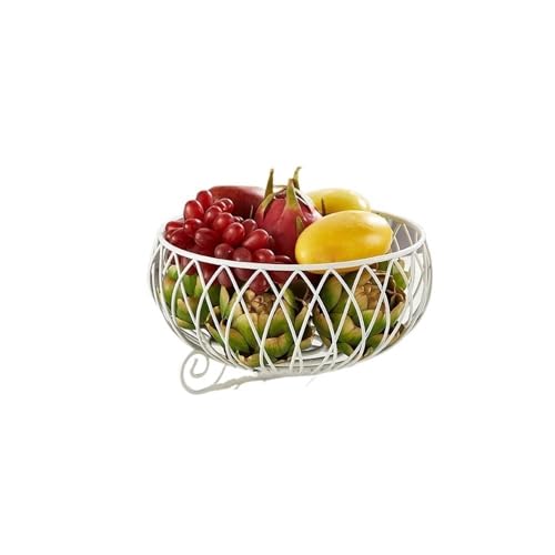 KXQYIKYI Obstschale Metall Fruchtkörbe dekorative Display Korb Obst Schüssel Desktop Brot Snacks stehen Obstkorb (weiß) von KXQYIKYI