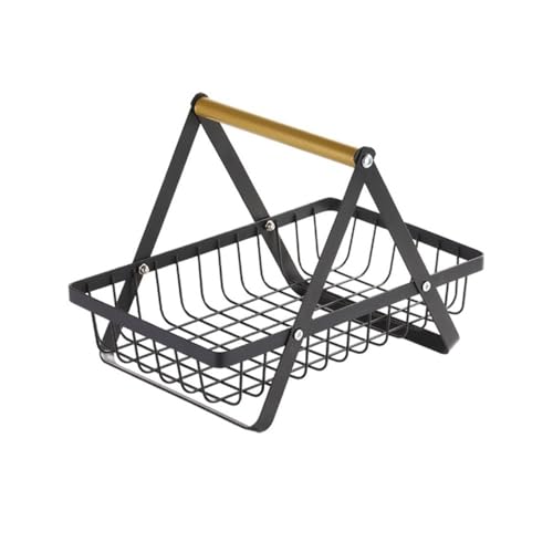 KXQYIKYI Obstschale tragbare Obst -Bowle -Korb Früchte Brot Snacks, abnehmbarer Metall Rechteckkorb Fruchtkorb (Gold) von KXQYIKYI