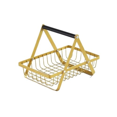 KXQYIKYI Obstschale tragbare Obst -Bowle -Korb Früchte Brot Snacks, abnehmbarer Metall Rechteckkorb Fruchtkorb (Gold) von KXQYIKYI