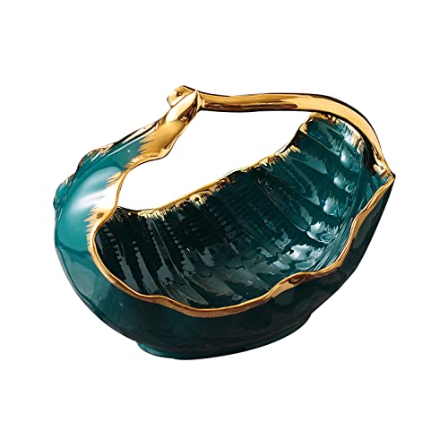 KXQYIKYI Obstschale tragbarer Früchtekorb, Desktop -Keramik -Snacks -Süßwarenplatte, Nüsse getrocknete Obstschale, dekorative Thanksgiving -Tablett (Limette) von KXQYIKYI