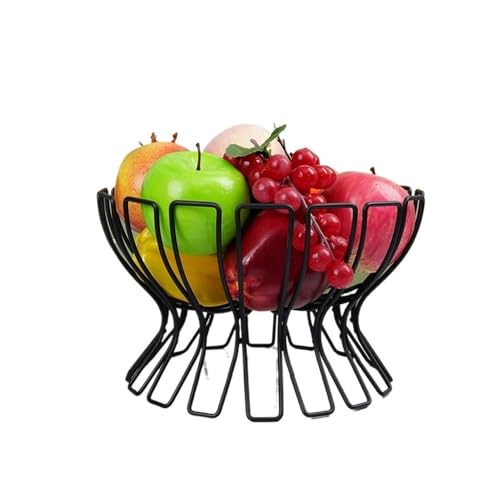 KXQYIKYI Obstschüssel Obstkorb, hält Obst und Gemüse frisch, Arbeitsplatte Metallschalen für Küchenfruchtkorb (schwarz) von KXQYIKYI