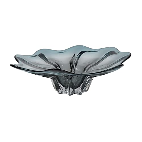 KXQYIKYI WeihnachtS -Serviergerichte ， Transparentes Glas Obstschale Lotusblatt Form Obstkorb Dekorative Küchentisch Obstschale Gemüse Brotkorb für Home Office Party (BLU) von KXQYIKYI