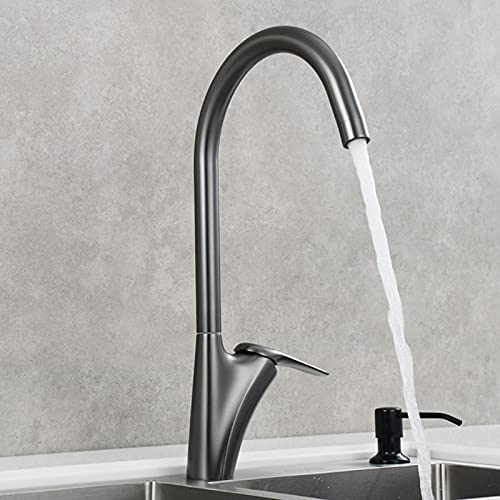 Küchenspüle Wasserhahn fester Messing Küchenarmatur 3 3 Grad 360 Grad Hochbogen Küchengriff Griff Griff Wasser Wasserküche, schwarz (grau) von KXQYIKYI