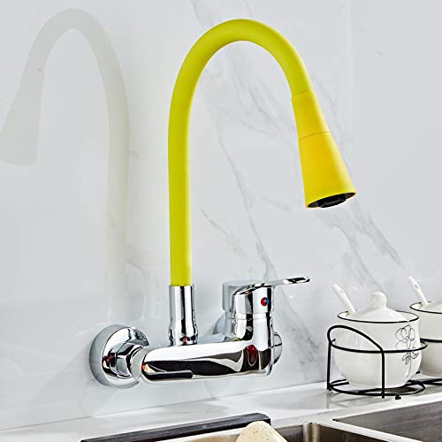 Küchenspüle Wasserhahn für Farm Bar Gewerbliche Wandmontage Küchen Wandmischer Küche Spüle Wasserhahn kostenlos flexible Schläuche 360 Grad Löcher von KXQYIKYI