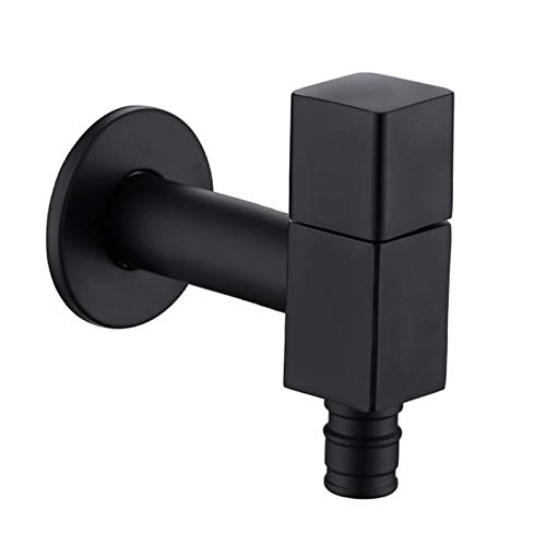 Mop Pool Wasserhahnwand montiert Einmals kaltes Wasser Mop Waschbecken Tap Messing Schwarz Waschmaschine Wasserhahn Eingriff Badezimmer Gartenarmatur, A (Farbe: a) von KXQYIKYI