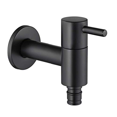 Mop Pool Wasserhahnwand montiert Einmals kaltes Wasser Mop Waschbecken Tap Messing Schwarz Waschmaschine Wasserhahn Eingriff Badezimmer Gartenarmatur, A (Farbe: a) von KXQYIKYI