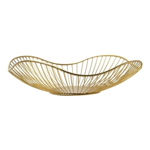 Obst Schüssel Eisenfruchtkorb Obstbehälter Schüssel Haus kreativer Abfluss aus Display Korb Tisch Brot Snacks Tablett Obstkorb (Gold) von KXQYIKYI