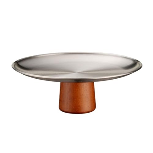 Obstplatte Edelstahl Obstteller Kuchenschale Holzkuchen Pan schwere Obst Teller Dessert Tisch Esstisch Haus Dekoration Ornamente Obstschale (klein) von KXQYIKYI