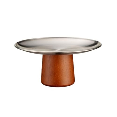 Obstplatte Edelstahl Obstteller Kuchenschale Holzkuchen Pan schwere Obst Teller Dessert Tisch Esstisch Haus Dekoration Ornamente Obstschale (klein) von KXQYIKYI