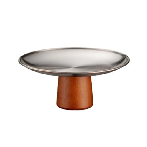 Obstplatte Edelstahl Obstteller Kuchenschale Holzkuchen Pan schwere Obst Teller Dessert Tisch Esstisch Haus Dekoration Ornamente Obstschale (klein) von KXQYIKYI