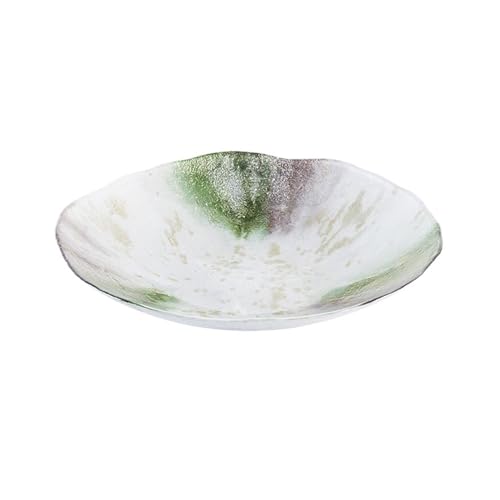 Obstplatte Nordischer Stil moderner, abgerundeter Form Obstplatte Haushaltskristallglas Pearlescent White Simple Snack Storage Teller kreativer Keramik Salatplatte Obstschale (klein) von KXQYIKYI