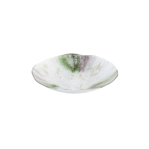 Obstplatte Nordischer Stil moderner, abgerundeter Form Obstplatte Haushaltskristallglas Pearlescent White Simple Snack Storage Teller kreativer Keramik Salatplatte Obstschale (klein) von KXQYIKYI