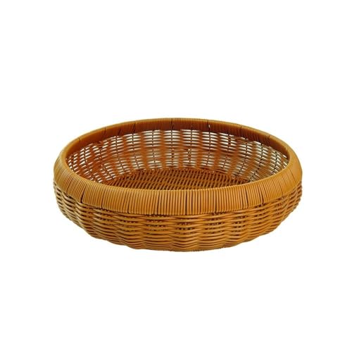 Obstschale Imitation Rattan Obstkorb, Brotkörbe für Lebensmittel Obst Gemüse, runder Obstkorb (klein) von KXQYIKYI