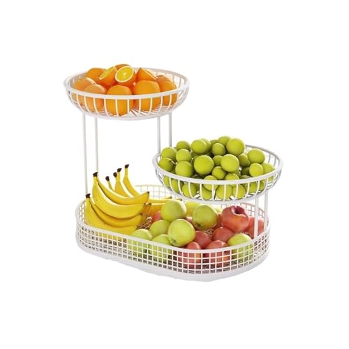 Obstschale Obstkorb Fruchtstand - Eisenkunst Snacks Korb mehrschichtiger Kuchen und Snack -Display -Teller Fruchtkorb (golden, klein) von KXQYIKYI