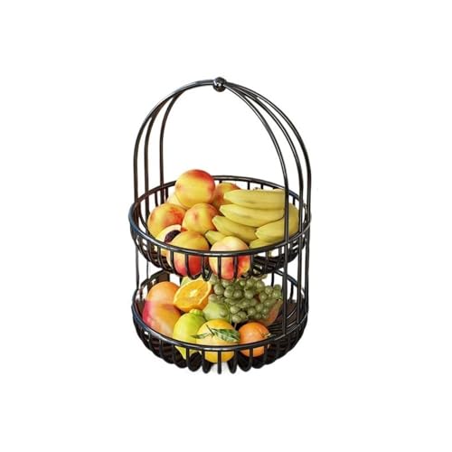 Obstschale Obstregal Obstkorb Couchtisch Snack Organizer hält Früchte und Gemüse frischer Obstkorb (schwarz, klein) von KXQYIKYI