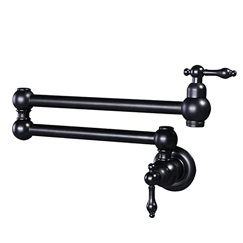 Wasserhähne Potfüller Messing 2 Griffe mit einer Lochwand montiertes Waschbecken 360 ° Rotationsklapper Einer kaltes Wasserhahn, Spüle Wasserhahn mit Doppelgelenksschwingarmen, gebürstetes Gold (Gold von KXQYIKYI