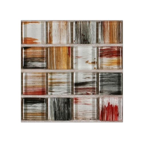 Abziehen und Aufkleben, Badezimmer-Wandfliesen, klebrige Fliesen für Wände, 10 x 10 cm, 20 Stück, für Küche, Badezimmer, Schlafzimmer, Wohnzimmer, Treppendekoration (Farbe 06) von KXWDKJ
