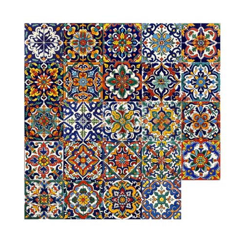 Backsplash Fliesenabzieher, Wasserdichte, ölfeste, glänzende Folie mit selbstklebender Rückseite, für Küche, Badezimmer, Schlafzimmer, Wohnzimmer, Treppendekoration (Farbe 01,10 x 10 cm), 24 Stück von KXWDKJ