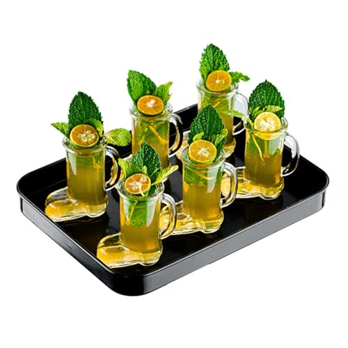 KXWDKJ Schnapsglas-Set, Schnapsbecher mit Edelstahl-Tablett für Whiskey, Tequila, Liköre, Party (6 x 25 ml Becher + Tablett) von KXWDKJ