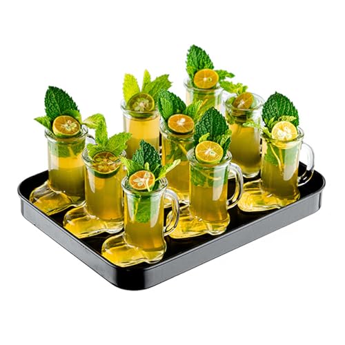 KXWDKJ Schnapsglas-Set, Schnapsbecher mit Edelstahl-Tablett für Whiskey, Tequila, Liköre, Party (9 Stück 25 ml Becher + Tablett) von KXWDKJ