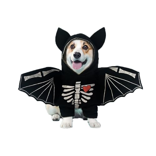 Lustiges Hundekostüm, Halloween, Skelett, Fledermaus für Bichon, Teddy, Chihuahua, Malteser, kleine Hunde (Größe XL) von KXWDKJ