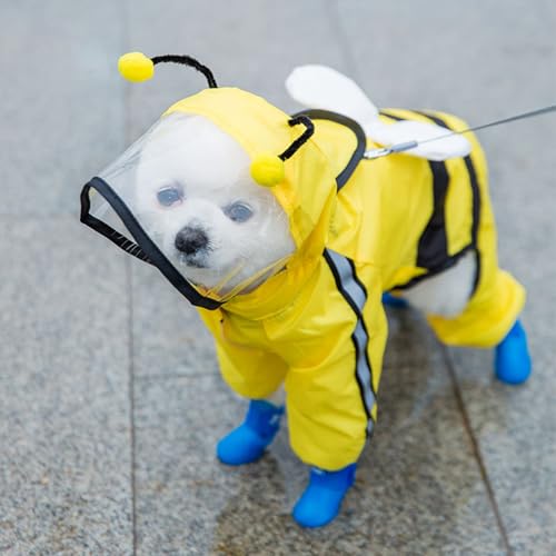Regenjacke für Hunde, Hunde-Regenmäntel mit Kapuze, reflektierender Streifen für Bichon Teddy, Chihuahua, Malteser, kleine Hunde (klein) von KXWDKJ