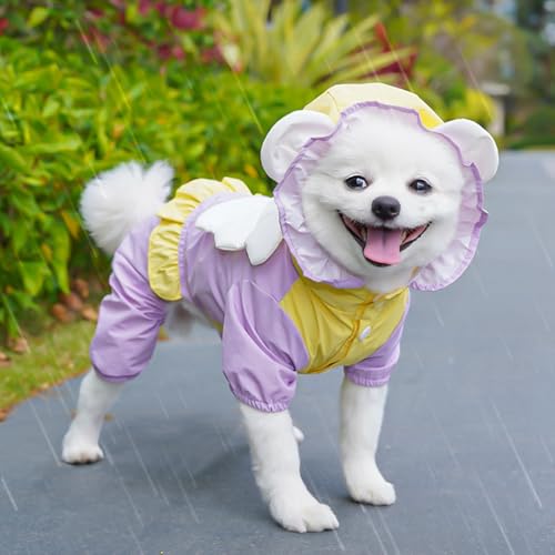 Regenjacke für Hunde, kleine Hunde, Regenmantel mit Loch für die Leine für Schnauzer, Beagles, Französische Bulldogge, Mini-Pincher, Größe M von KXWDKJ